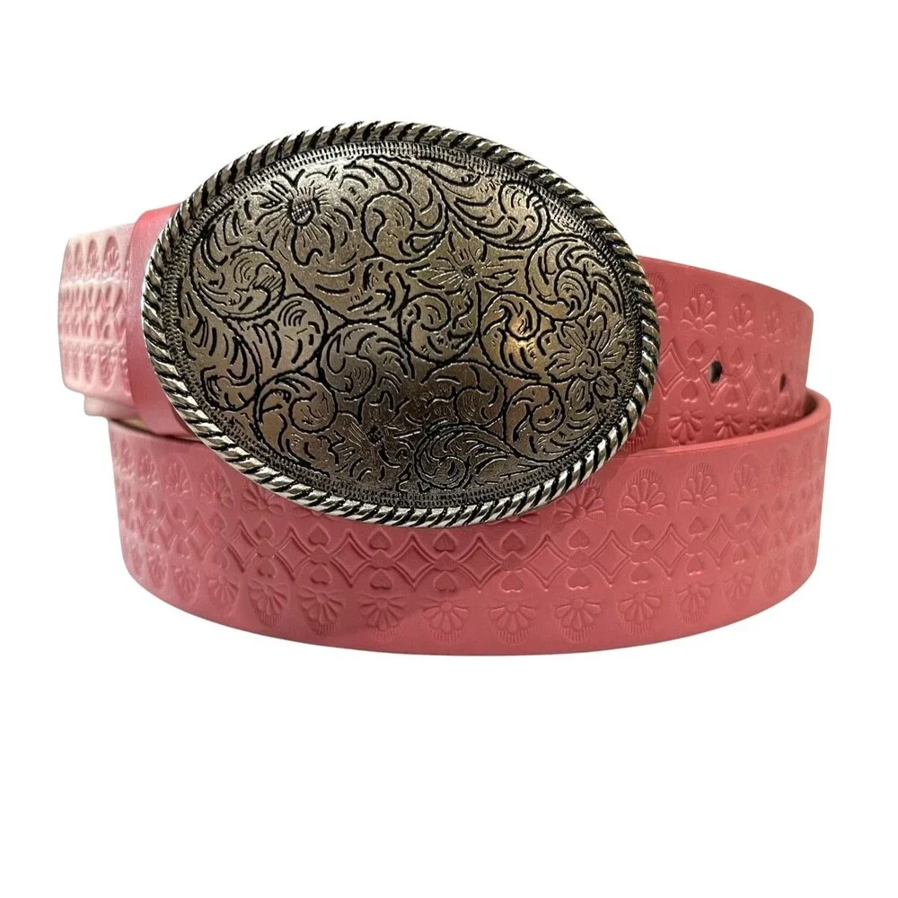 Nobo Women's Pink Embossed Belt w Nickle Buckle  2XL  NWT  Boho Hippie Western